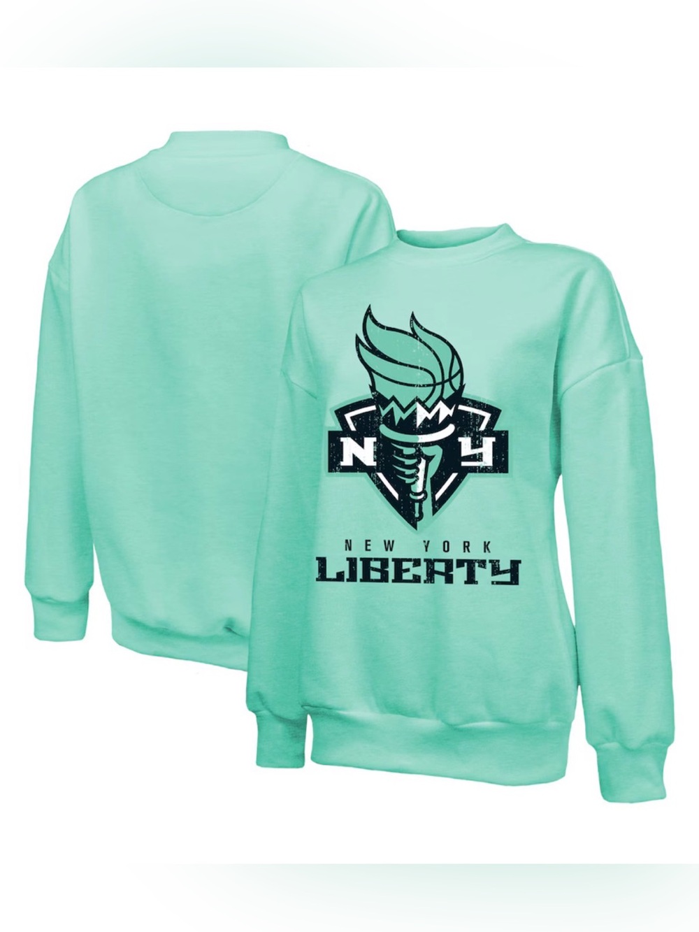 New York Liberty WNBA Basketball Seafoam Green Pullover Sweatshirt Womens XL NWT